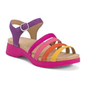 NEW Dansko Roxie Rainbow Napa Leather Sandals in Multi